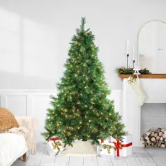 Northlight 6.5' Pre-Lit Full Denali Mixed Pine Artificial Christmas Tree - Multicolor Dual LED Lights Green