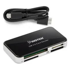 Insten USB C Card Reader USB 3.0 with USB C Cable, 6 in 1 Compatible with SD, microSD, TF, MS, CF, XD, and M2 Cards, Black