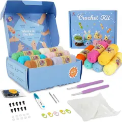 Crochet Kit for Beginners Adults & Kids(12-Colored Yarn)