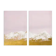 Stupell Industries Snow Tipped Mountains on Pink 2pc Canvas Set Design by Gemma Bardot