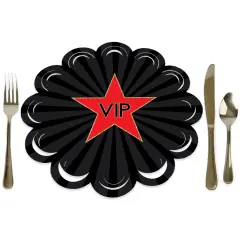 Big Dot of Happiness Red Carpet - Movie Night Party Round Table Decorations - Paper Chargers - Place Setting For 12