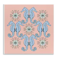 Stupell Industries Symmetrical Coral Seahorse Pattern Wall Plaque Design by Sazerelli Designs