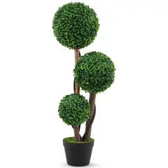 36 Inch Green Tall Artificial Boxwood Topiary Tree in Pot Perfect for Indoor-Outdoor Decor