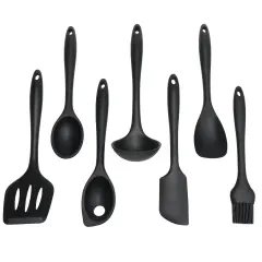 Chef Craft 7 Piece Premium Silicone Kitchen Tool and Utensil Set Black