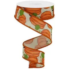 1.5" Pumpkin Patch Ribbon: Light Beige (10 Yards)