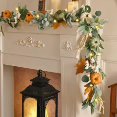 6 FT Fall Garland with Light - Green