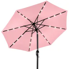 Best Choice Products 10ft Solar LED Lighted Patio Umbrella w/ Tilt Adjustment, UV-Resistant Fabric Carnation