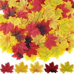 500PCS Artificial Autumn Maple Leaves Mixed Fall Colored Leaf