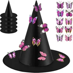 6 Pcs Halloween Witch Hat with 40 Butterflies