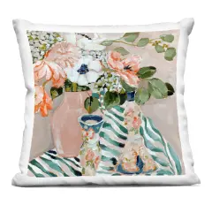 Stupell Industries Rosy Florals with Stripes Indoor Pillow, 18 x 7 x 18