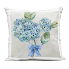 Stupell Industries Blue Bow Hydrangea Beauty Outdoor Pillow, 18 x 7 x 18