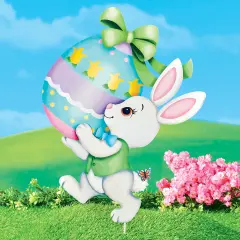 Collections Etc Adorable Bunny with Easter Egg Outdoor Garden Stake