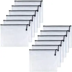 12 Pcs Plastic Small Zipper Pouch Document Folders Bag