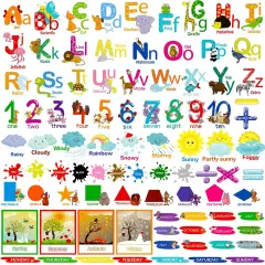 9 Sheets Alphabet Wall Decals Educational Number Wall Stickers