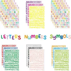 20 Sheets Vinyl Letters Stickers, 2520 Alphabet Number Stickers, 1 inch Self-Adhesive cursive stickers