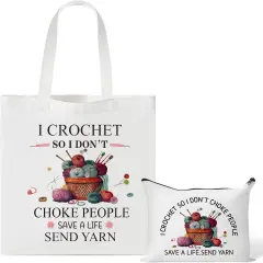 Crochet Canvas Tote Bag - 2Pcs