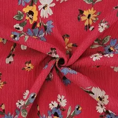 1 Yard Textured Teaberry Rayon Crinkle Fabric Crepon Apparel 50/52 Inch Width