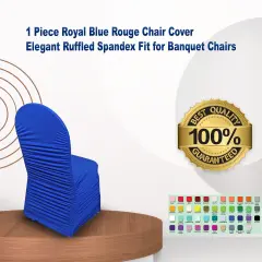 1 Piece Royal Blue Rouge Chair Cover, Elegant Ruffled Spandex Fit for Banquet Chairs