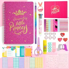 Princess DIY Journal Kit for Girls &ndash; 50 Pcs Scrapbook Set with Case