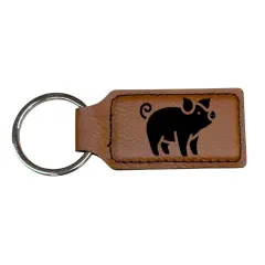 Keychain - Rectangle - Piglet - Leather Rustic/Gold