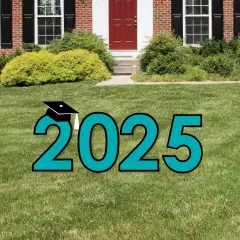 Big Dot of Happiness Teal 2025 Graduation Party Yard Signs - Outdoor Lawn Decorations - 2025