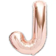Sparkle and Bash Big Letter J Balloons, Rose Gold Foil (2 Pack) 40 Inches Pink