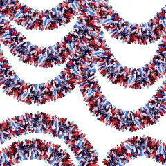 50FT Red White and Blue Tinsel Garlands for 4th of July Decorations