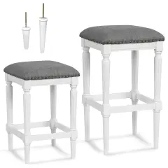 Costway 3 Heights Saddle Stool Set of 2 Square Kitchen Island Stool with Footrests
