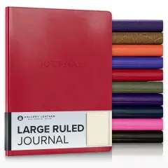Gallery Leather Journal - Crafted in Maine, USA - Elegant Leather Writing Notebook with 192 Lined Pages - A Timeless Space for Your Thoughts - 9.75x7.5 ", Large Lined Camden Red