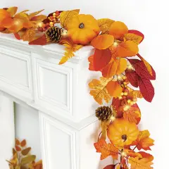 1PC Fake Berry Pumpkin Autumn Maple Leaves Fall Garland