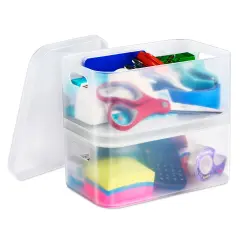 Sorbus Stackable Plastic Frosted Organizer Bins (2 Pack) - Perfect for storing items maintaining space neat and decluttered