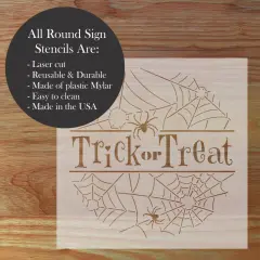 Trick or Treat Halloween Round Sign Stencil | Sign Stencil | DIY Sign Stencil | Round Stencil | Designer Stencils |