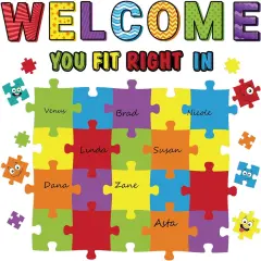 Welcome Bulletin Board Set with Puzzle Pieces for Classroom Decorations