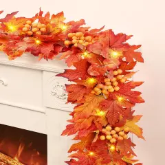 6 Ft Fall Leaves Garland with Lights