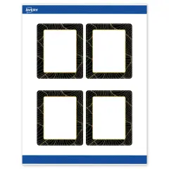 Avery Printable Rectangle Labels with Sure Feed Technology, Pre-Printed Black Border with Gold Pattern, Matte White, 4" x 3-1/3", Laser & Inkjet Compatible, 40 Total