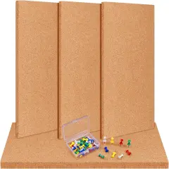 6 Pack Bulletin Cork Boards With 100 Push Pins (17"x8")