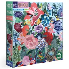 eeBoo Piece & Love: Spring Bouquet - 1000 Piece Puzzle - Adult Square Jigsaw, 23x23", Includes Image Reference Insert, Glossy High-Quality Pieces