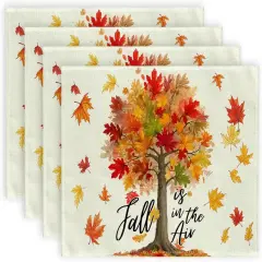 Set of 4 Fall Maple Leaves Placemats - 12x18 Inch (Multicolor)