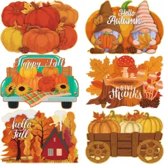 6 Pack Fall Pumpkin Plastic Placemats - 16 x 12 Inches