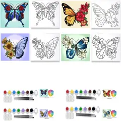 4 Pack Pre Drawn Canvas Painting Kits - 8x10 (Butterfly)