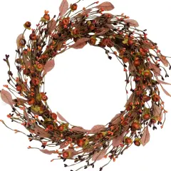 Fall Mini Pumpkin Pip Berry Wreath - 15 Inches