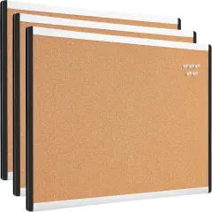 3 Pack Cork Bulletin Board with Frame - 23" x 17"