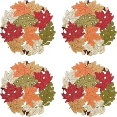 Set of 4 Fall Maple Leaves Round Placemats - 15 Inch