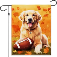 Fall Garden Flag 12&times;18 Inch(Cute Football Golden Retriever)