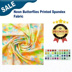 Neon Butterflies Printed Spandex Fabric