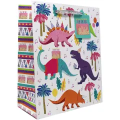 Pack/6: Dino Party Gift Bag - 8 x 4 x 10"
