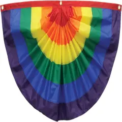 Rainbow Pleated Fan Bunting, 1.5' x 3' -Outdoor Decoration, 1.5' H x 3' W