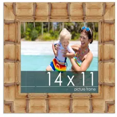 14x11 Wide Bamboo Picture Frame with UV-Resistant Acrylic & Acid Free Backing, Available in4 Finishes - Brown, Black, Silver, and Natural