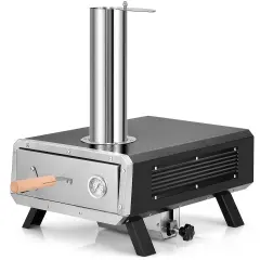 Outdoor Pizza Oven Portable Wood Pellet Pizza Stove with 12 Inch Round Rotatable Pizza Stone
