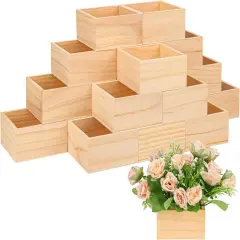 4 x 4 Inch Unfinished Small Wood Crates Organizer Storage Boxes